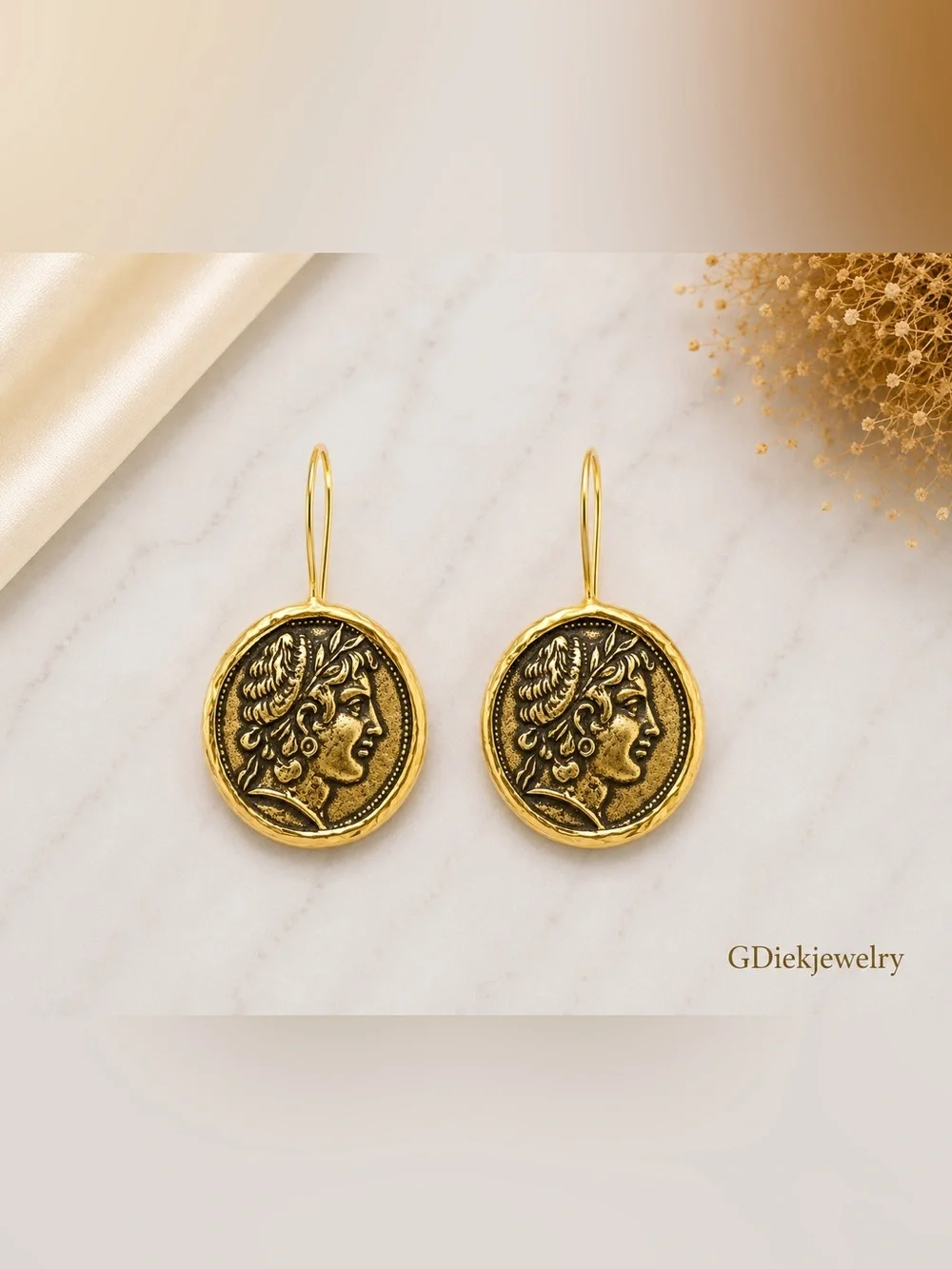 Goldfilled Coin Medallion Drop Earrings - Women Jewelry